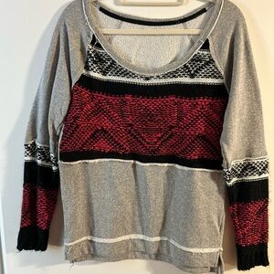 Maurices Black and Red Patterned Sweatshirt with Sweater